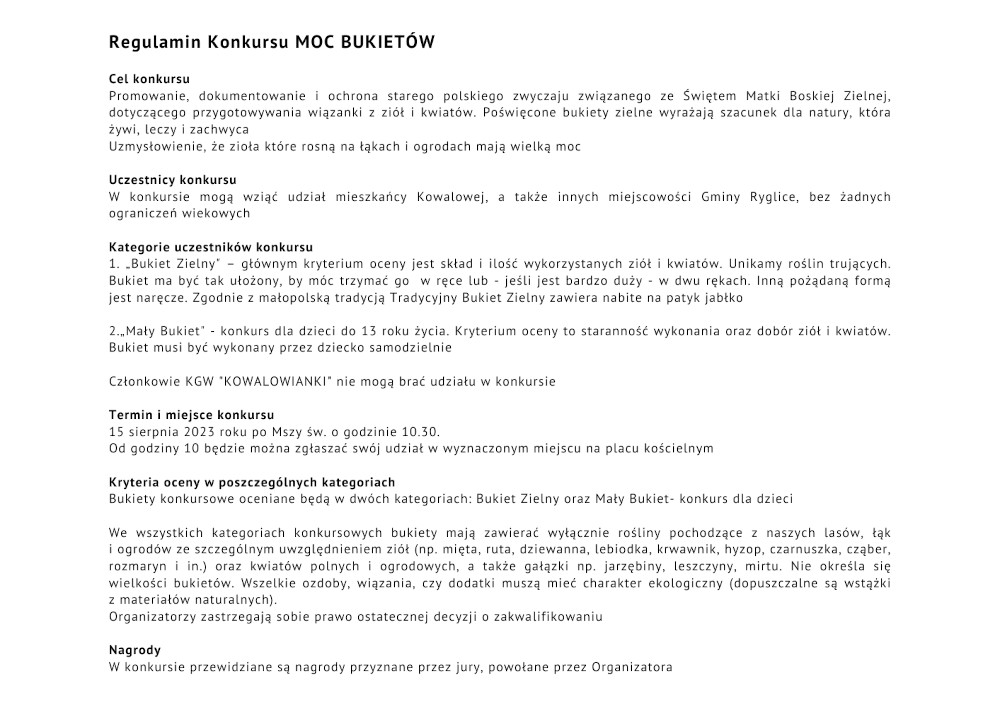 Regulamin konkursu