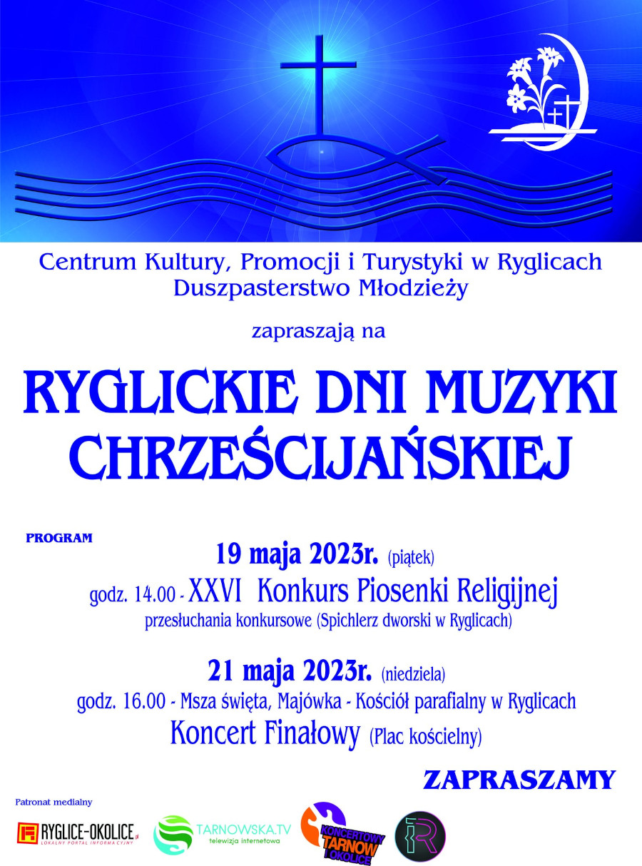 Informacja o konkursie i koncercie piosenki religijnej w Ryglicach