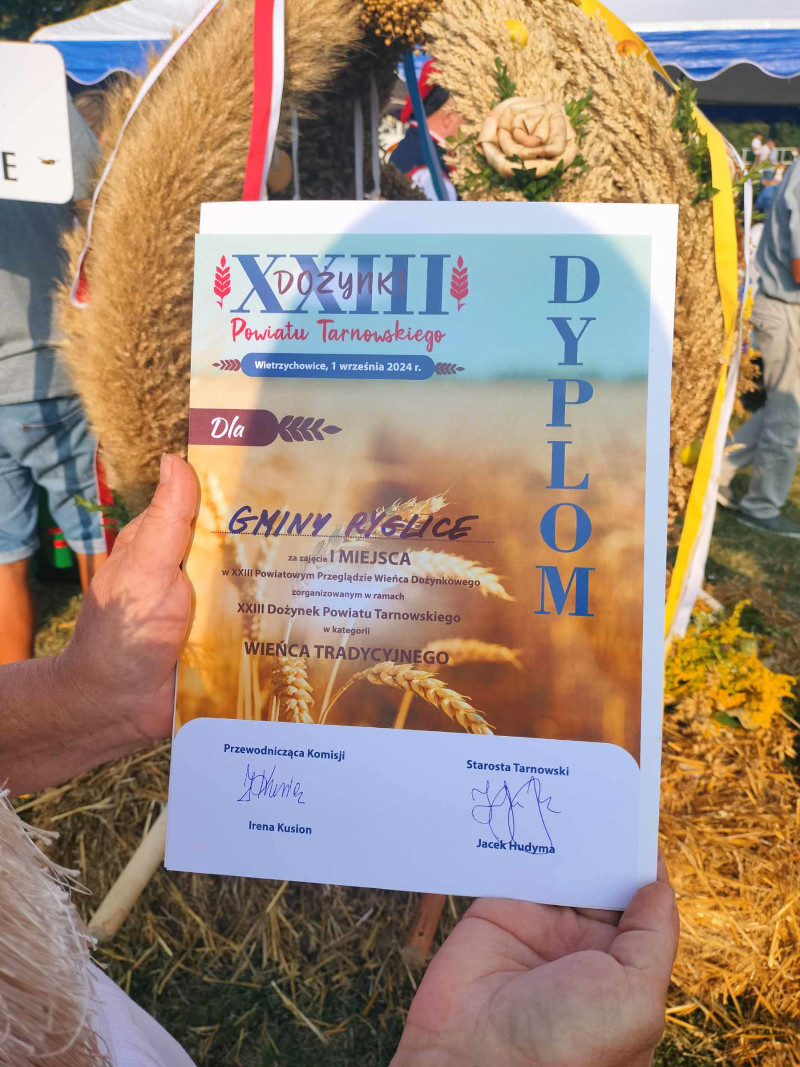 Dyplom zdobycia 1 miejsca