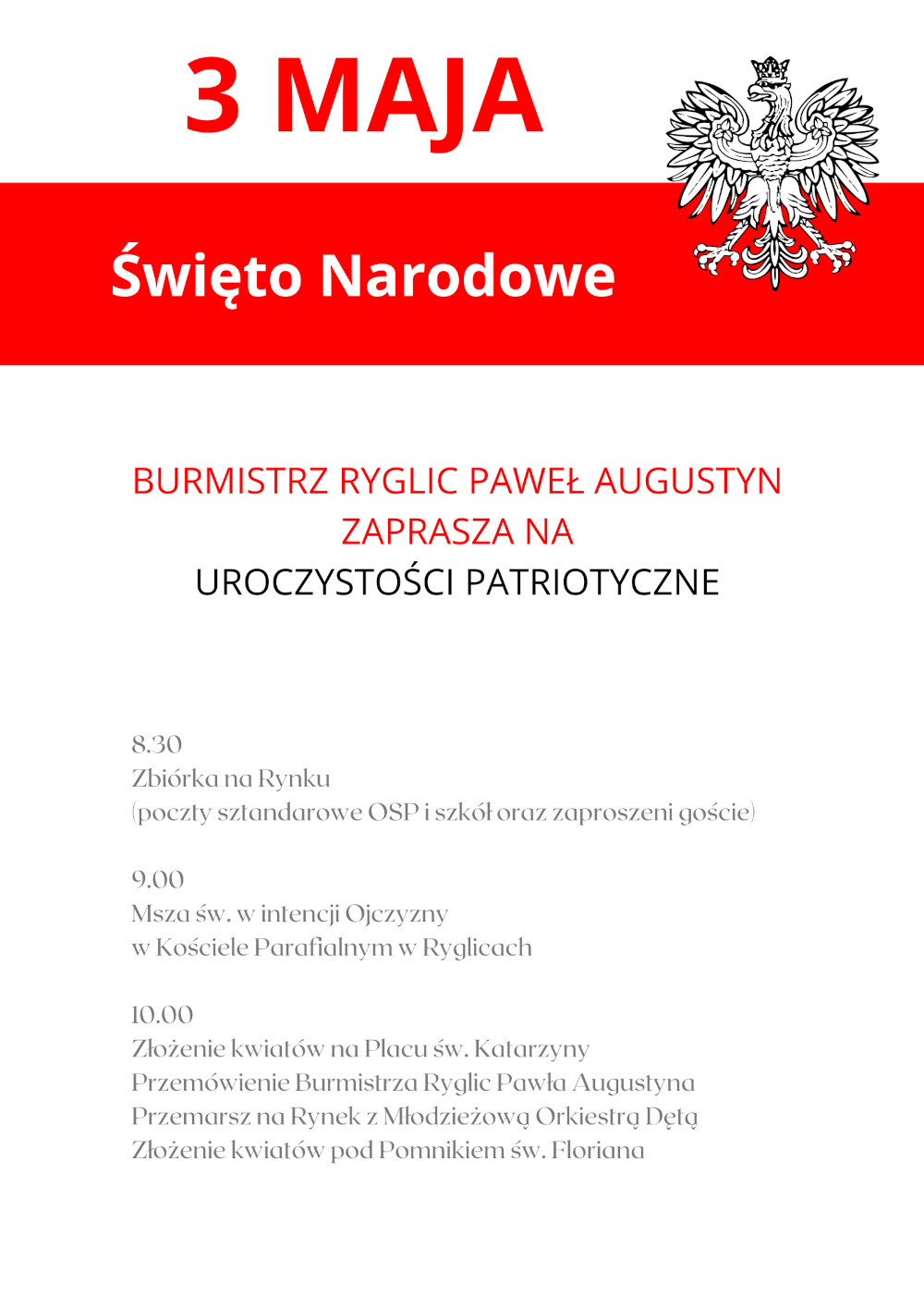 Informacja o wydarzeniu - 3 Maja w Ryglicach