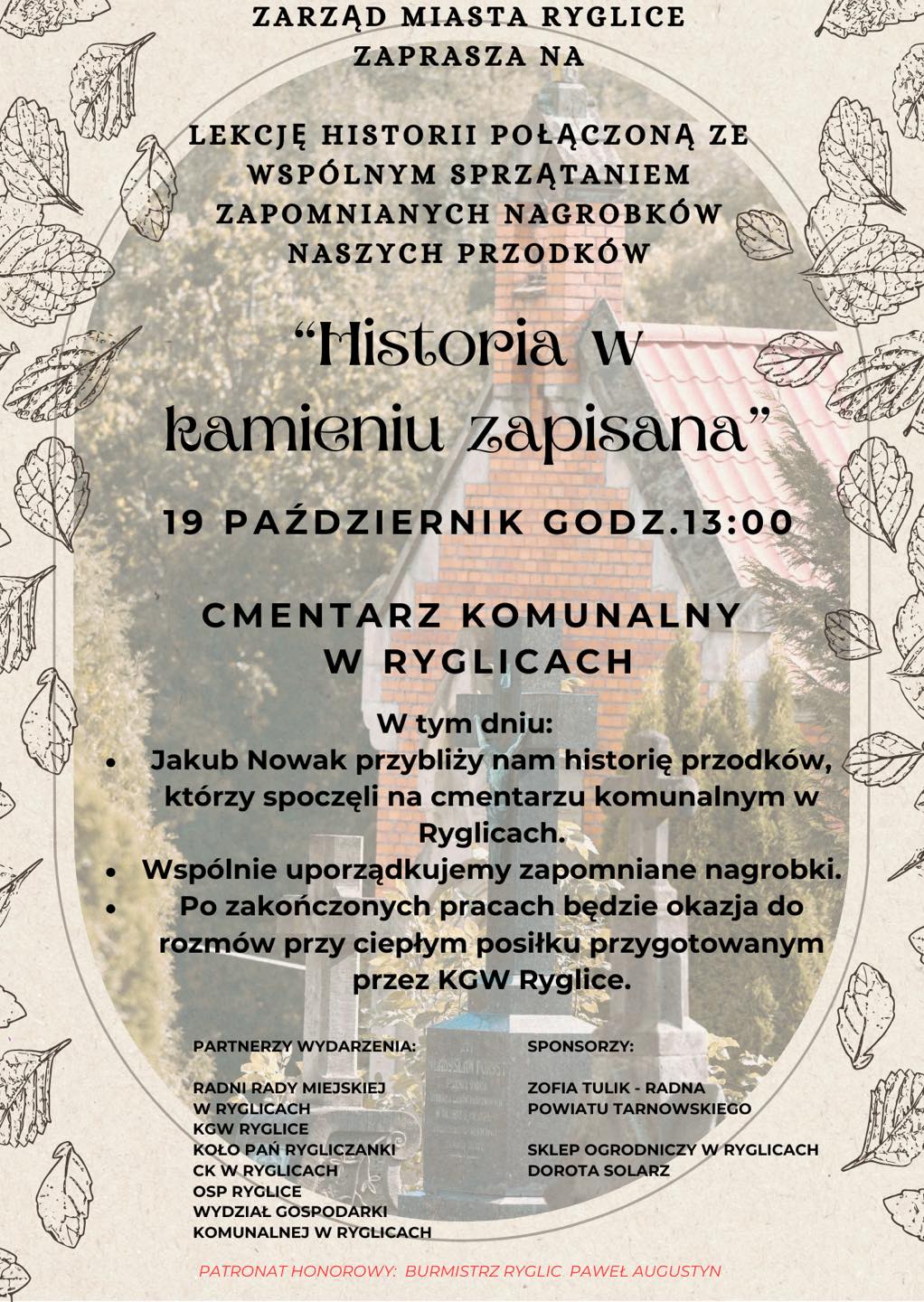 Informacja o wydarzeniu- Lekcja historii i wspólne sprzątanie zapomnianych nagrobków