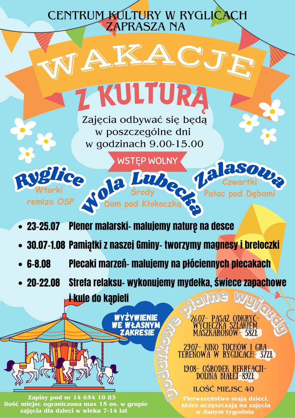 Informacja o zajęciach wakacyjnych dla dzieci