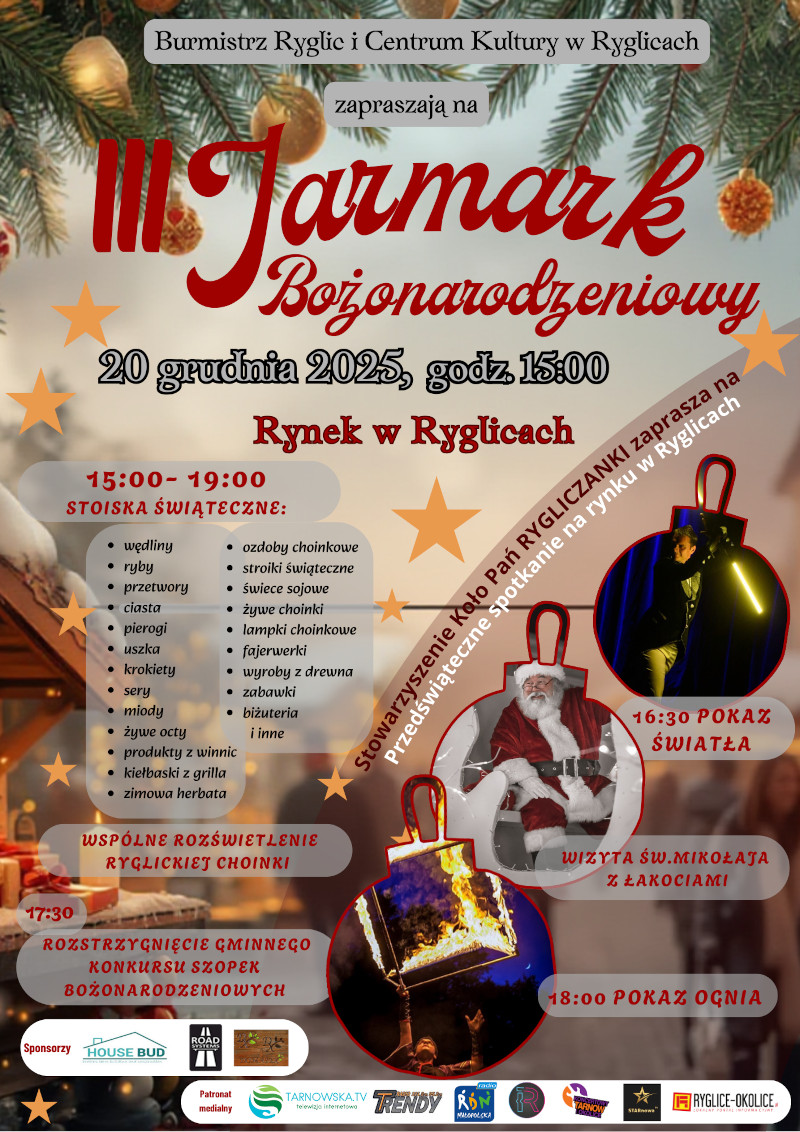 Informacja o Jarmarku Bożonarodzeniowym w Ryglicach