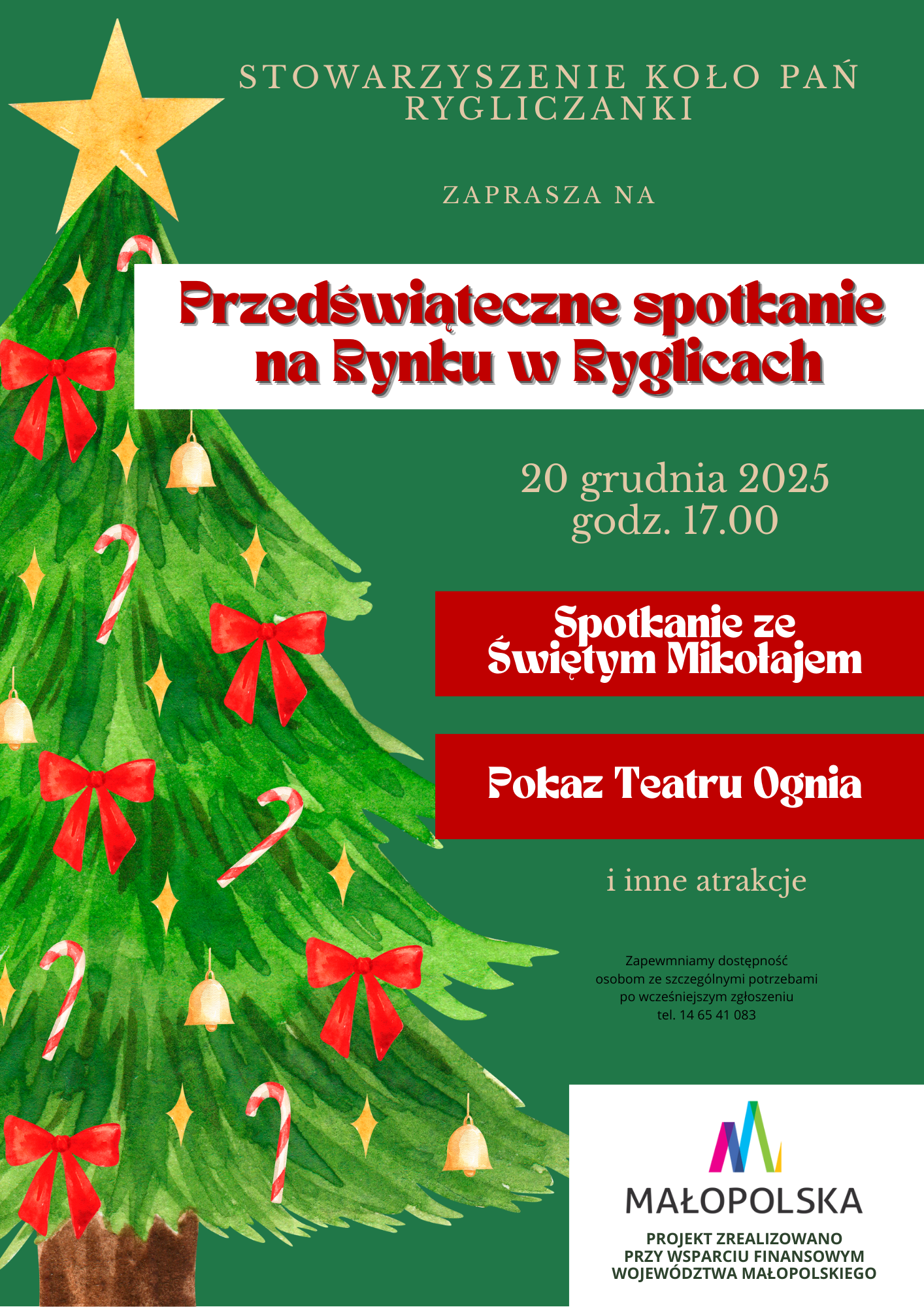 Informacji o Przedświątecznym spotkaniu na Rynku w Ryglicach