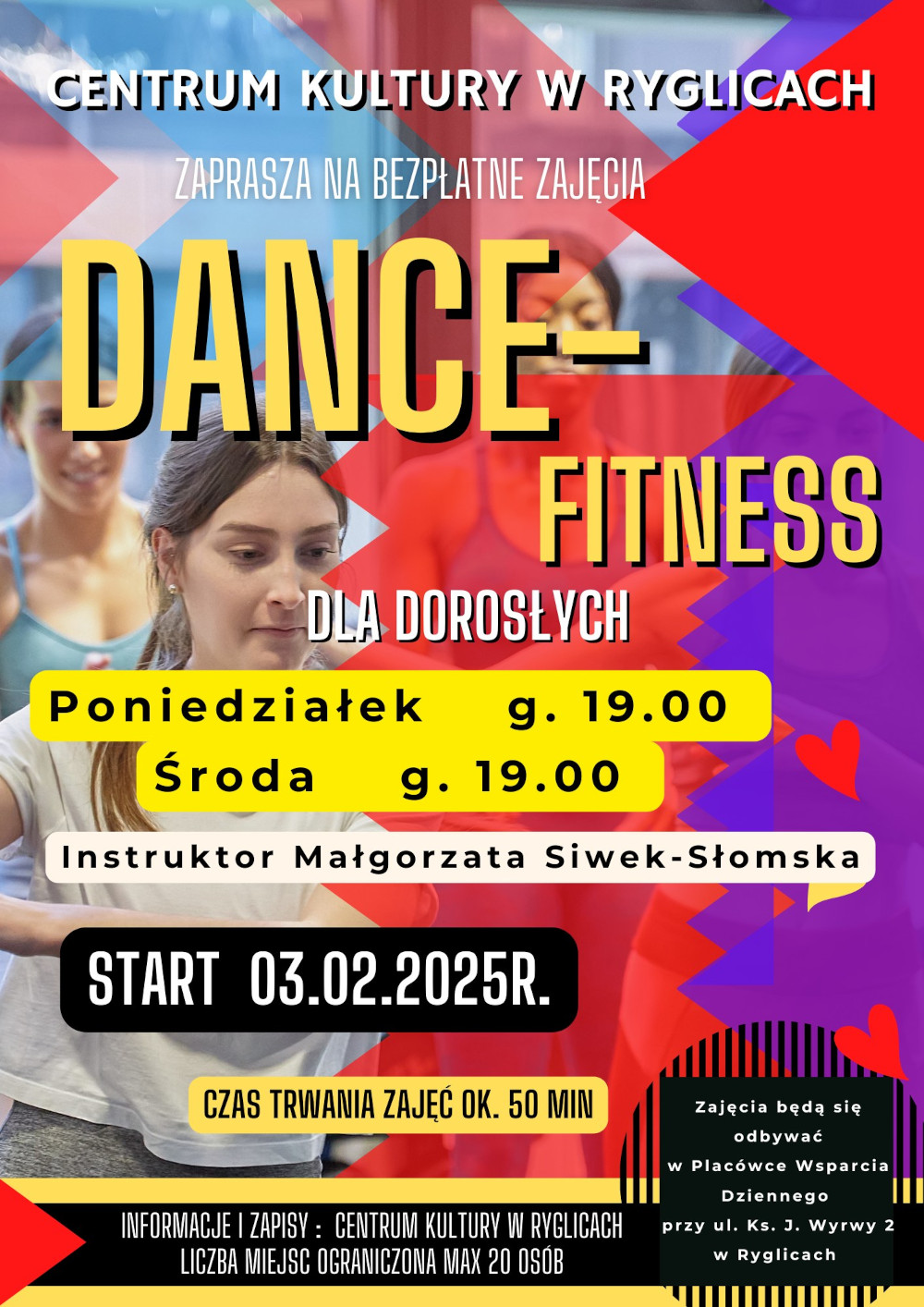 Informacja o bezpłatnych zajęciach dance fitness 
