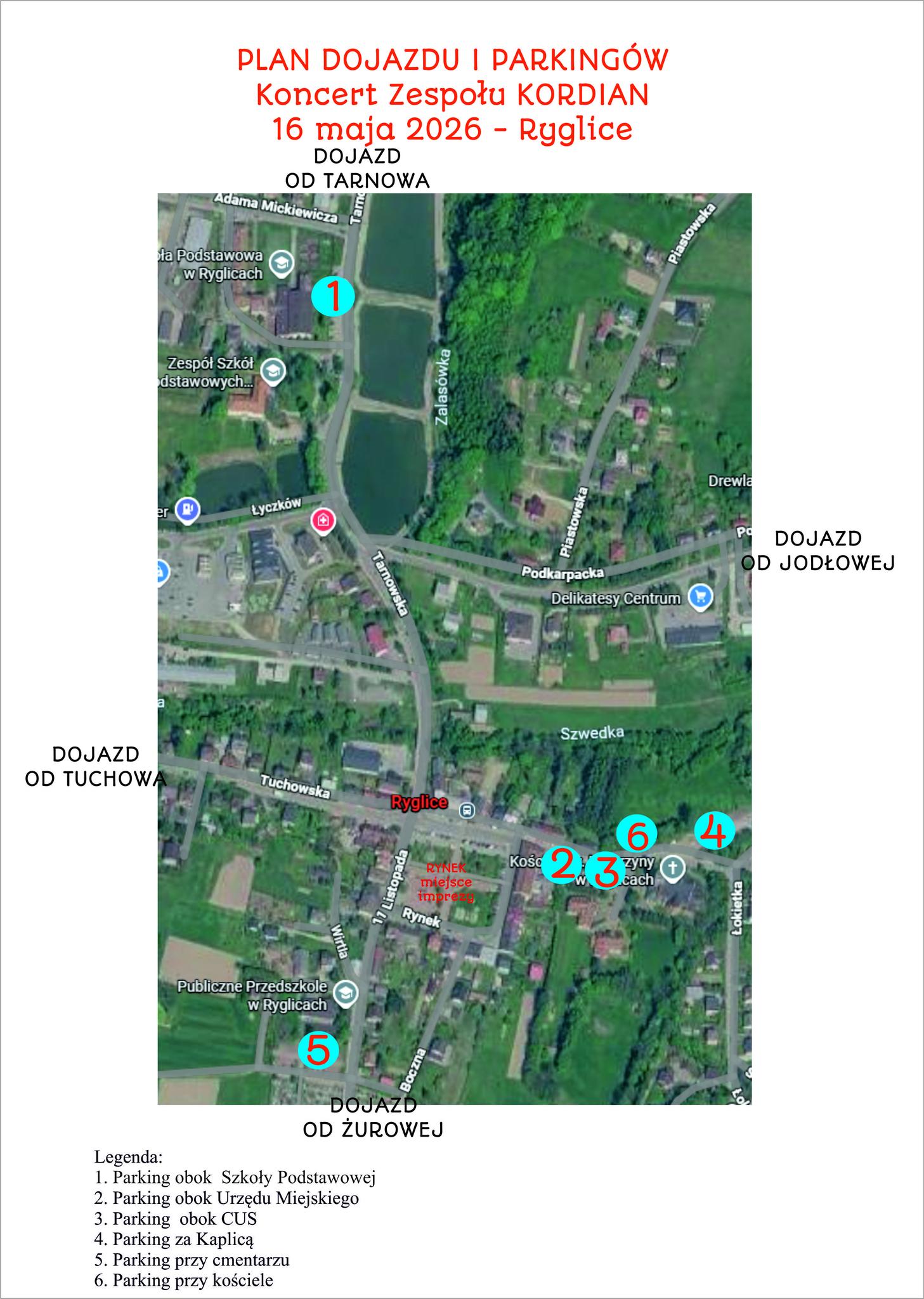 Plan dojazdu i parkingów na koncert Kordiana