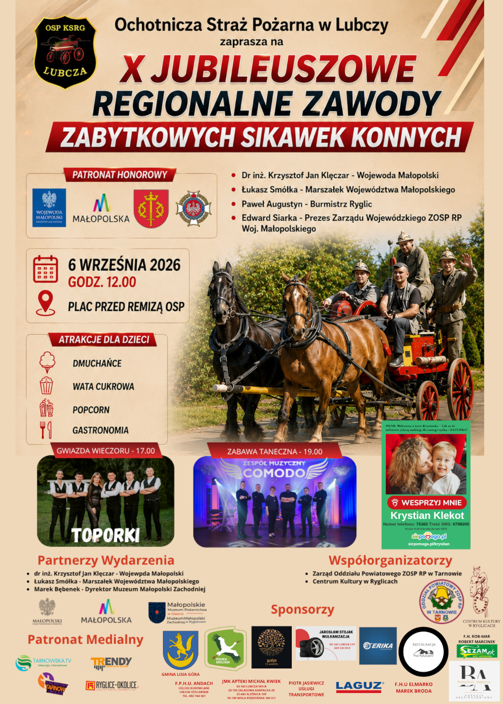 Informacja o X Jubileuszowe Regionalnych Zawodach Zabytkowych Sikawek Konnych