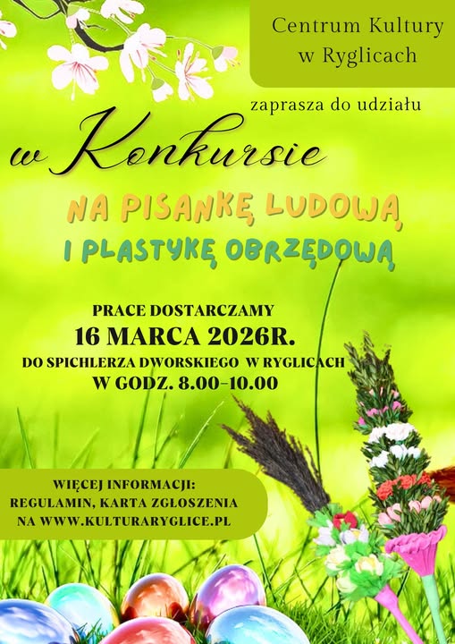 Informacja o konkursie "Na pisankę ludową i plastykę obrzędową"- Ryglice 2026